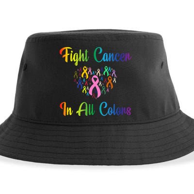 Fight Cancer In All Color Ribbon Cancer Awareness Month Sustainable Bucket Hat