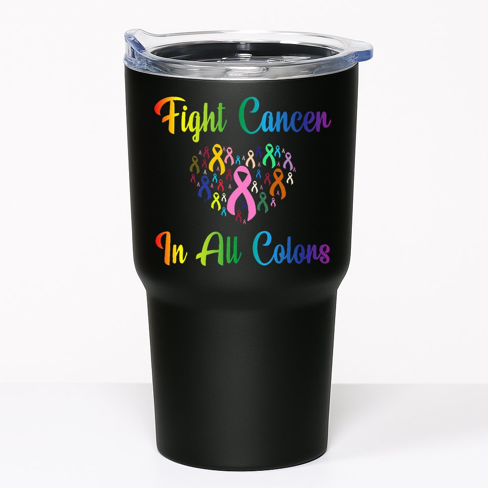 Fight Cancer In All Color Ribbon Cancer Awareness Month Tumbler