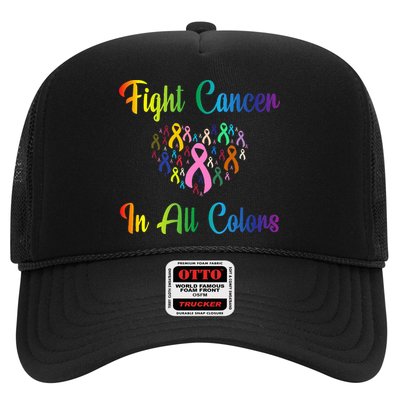 Fight Cancer In All Color Ribbon Cancer Awareness Month Trucker Hat