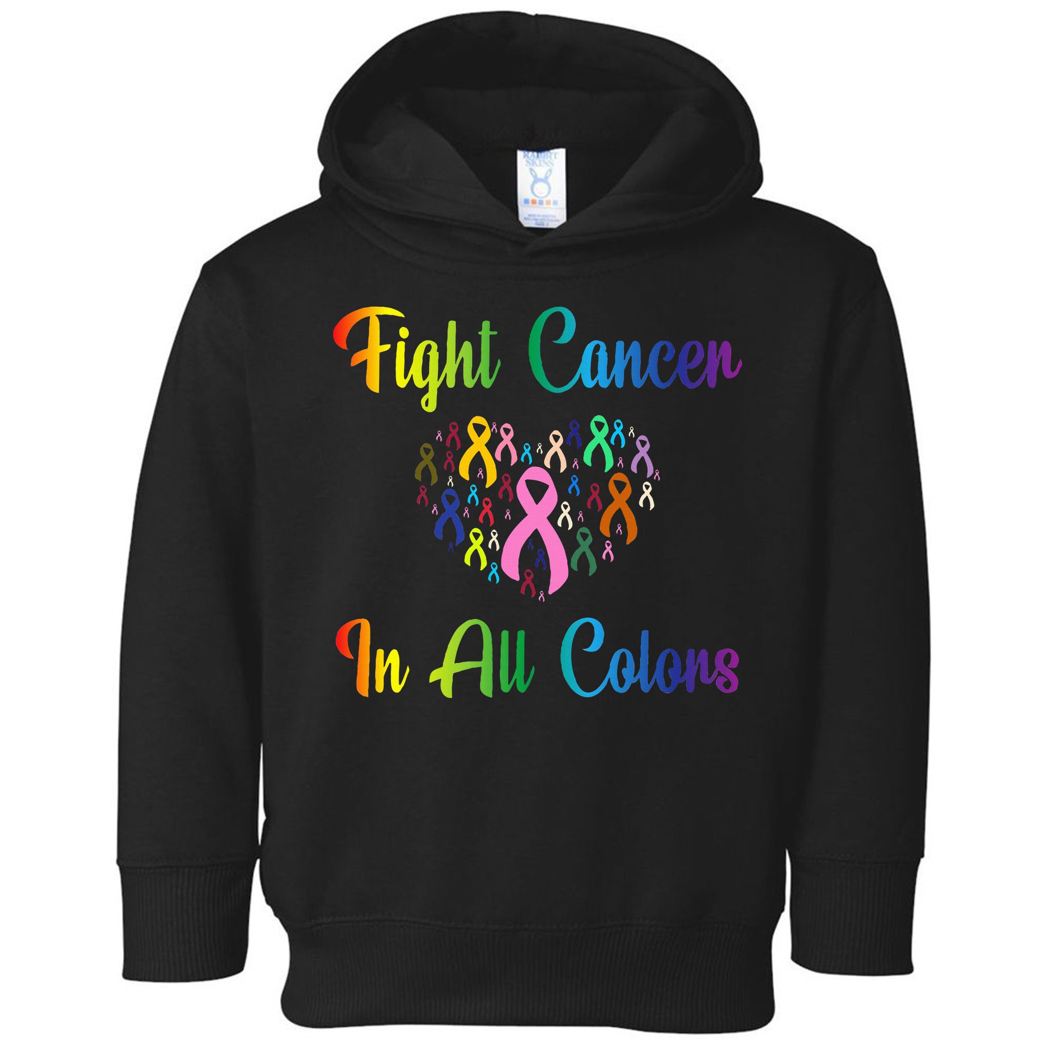 Fight Cancer In All Color Ribbon Cancer Awareness Month Toddler Hoodie