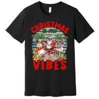 Funny Christmas In July Vibes Santa Claus Snowman Premium T-Shirt