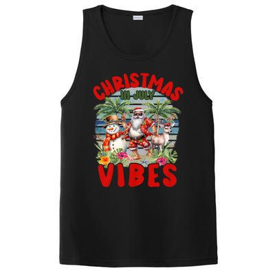 Funny Christmas In July Vibes Santa Claus Snowman PosiCharge Competitor Tank