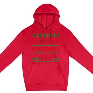 Funny Christmas in July Summer Ugly Santa Xmas Premium Pullover Hoodie