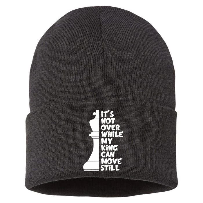 Funny Christian It's Not Over While MY King Jesus Can Move Still Sustainable Knit Beanie