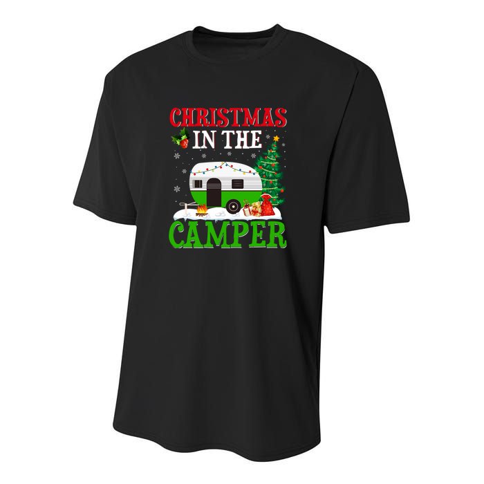 Funny Christmas In The Camper Camping RV Christmas Tree Gift Youth Performance Sprint T-Shirt