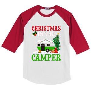 Funny Christmas In The Camper Camping RV Christmas Tree Gift Kids Colorblock Raglan Jersey