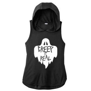 Funny Creep It Real Cool Ghost Halloween Men Womens Kids Ladies PosiCharge Tri-Blend Wicking Draft Hoodie Tank