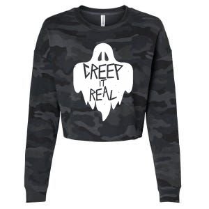 Funny Creep It Real Cool Ghost Halloween Men Womens Kids Cropped Pullover Crew