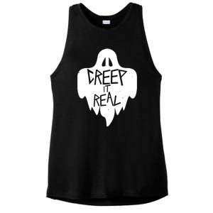 Funny Creep It Real Cool Ghost Halloween Men Womens Kids Ladies PosiCharge Tri-Blend Wicking Tank