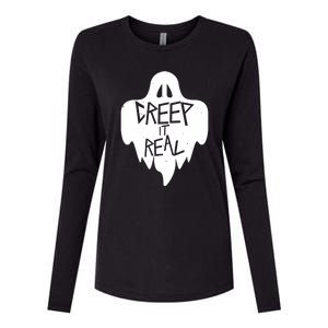 Funny Creep It Real Cool Ghost Halloween Men Womens Kids Womens Cotton Relaxed Long Sleeve T-Shirt