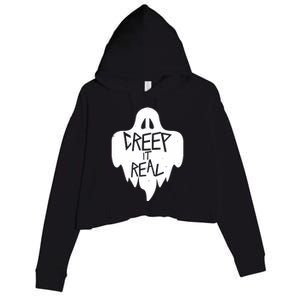 Funny Creep It Real Cool Ghost Halloween Men Womens Kids Crop Fleece Hoodie