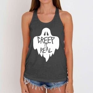 Funny Creep It Real Cool Ghost Halloween Men Womens Kids Women's Knotted Racerback Tank