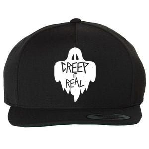 Funny Creep It Real Cool Ghost Halloween Men Womens Kids Wool Snapback Cap