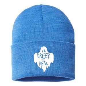 Funny Creep It Real Cool Ghost Halloween Men Womens Kids Sustainable Knit Beanie