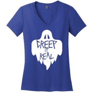 Funny Creep It Real Cool Ghost Halloween Men Womens Kids Women's V-Neck T-Shirt