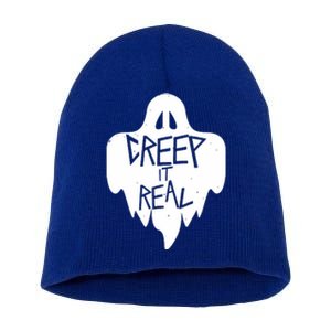 Funny Creep It Real Cool Ghost Halloween Men Womens Kids Short Acrylic Beanie