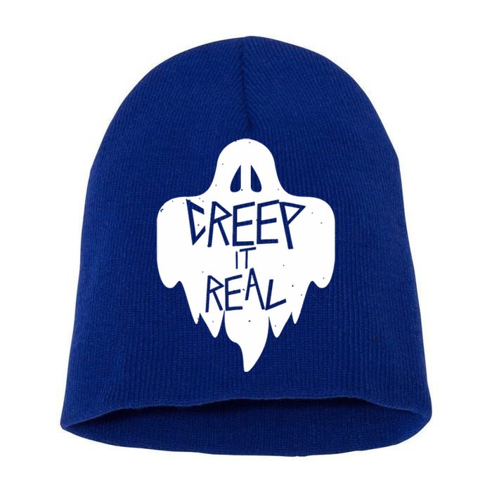 Funny Creep It Real Cool Ghost Halloween Men Womens Kids Short Acrylic Beanie