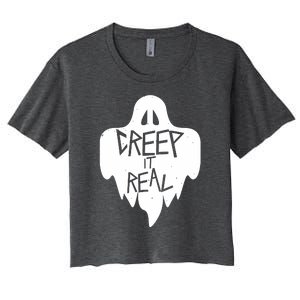 Funny Creep It Real Cool Ghost Halloween Men Womens Kids Women's Crop Top Tee