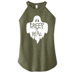 Funny Creep It Real Cool Ghost Halloween Men Womens Kids Women's Perfect Tri Rocker Tank