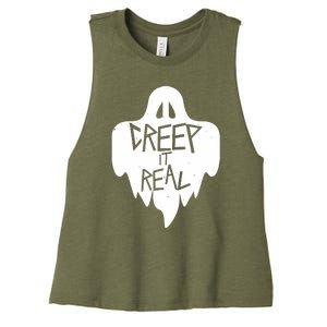 Funny Creep It Real Cool Ghost Halloween Men Womens Kids Women's Racerback Cropped Tank