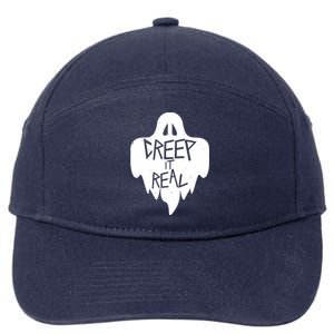 Funny Creep It Real Cool Ghost Halloween Men Womens Kids 7-Panel Snapback Hat