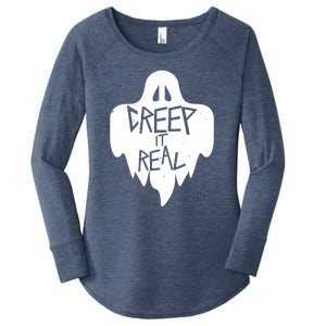 Funny Creep It Real Cool Ghost Halloween Men Womens Kids Women's Perfect Tri Tunic Long Sleeve Shirt