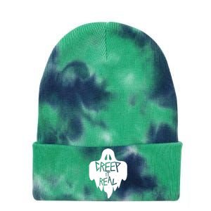 Funny Creep It Real Cool Ghost Halloween Men Womens Kids Tie Dye 12in Knit Beanie