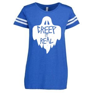 Funny Creep It Real Cool Ghost Halloween Men Womens Kids Enza Ladies Jersey Football T-Shirt