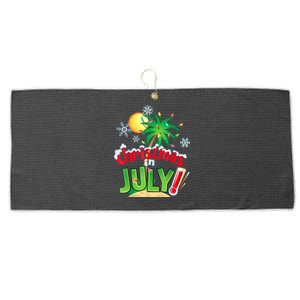 Funny Christmas In July Summer Beach Vacation Xmas Large Microfiber Waffle Golf Towel