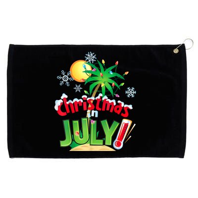 Funny Christmas In July Summer Beach Vacation Xmas Grommeted Golf Towel