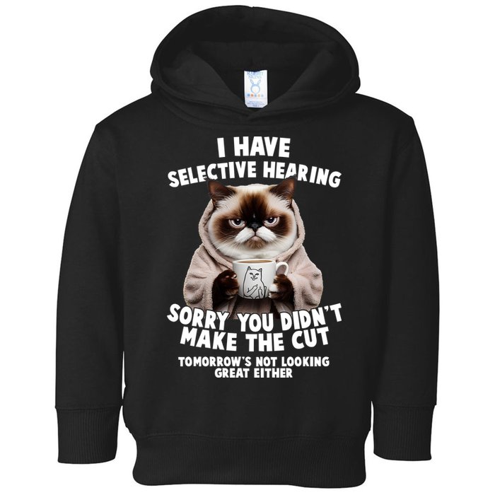 Funny Cat I Have Selective Hearing Sorry You Didn't Make The Cut  Toddler Hoodie
