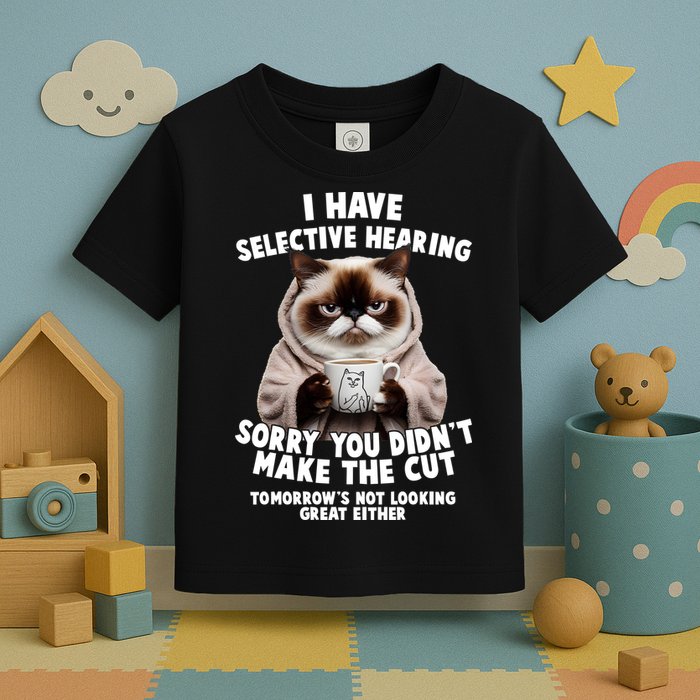 Funny Cat I Have Selective Hearing Sorry You Didn't Make The Cut  Toddler T-Shirt