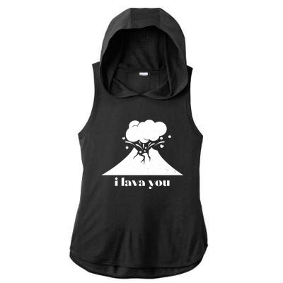 Funny Cute I Lava You Volcano Ladies PosiCharge Tri-Blend Wicking Draft Hoodie Tank