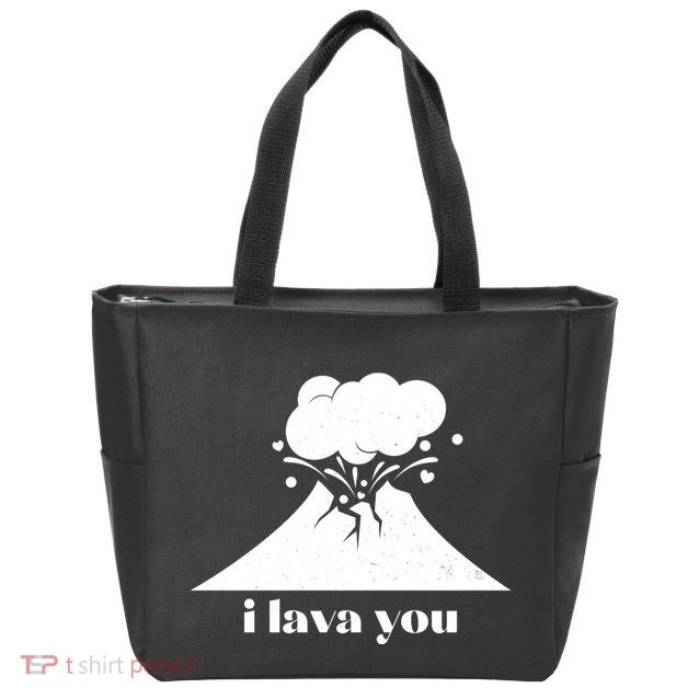 Funny Cute I Lava You Volcano Zip Tote Bag