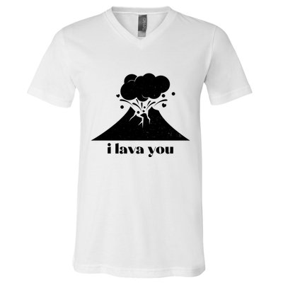 Funny Cute I Lava You Volcano V-Neck T-Shirt