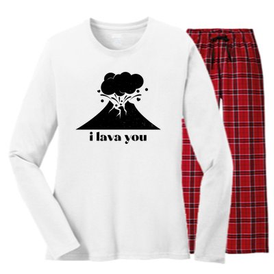 Funny Cute I Lava You Volcano Women's Long Sleeve Flannel Pajama Set 