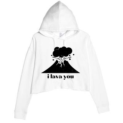 Funny Cute I Lava You Volcano Crop Fleece Hoodie