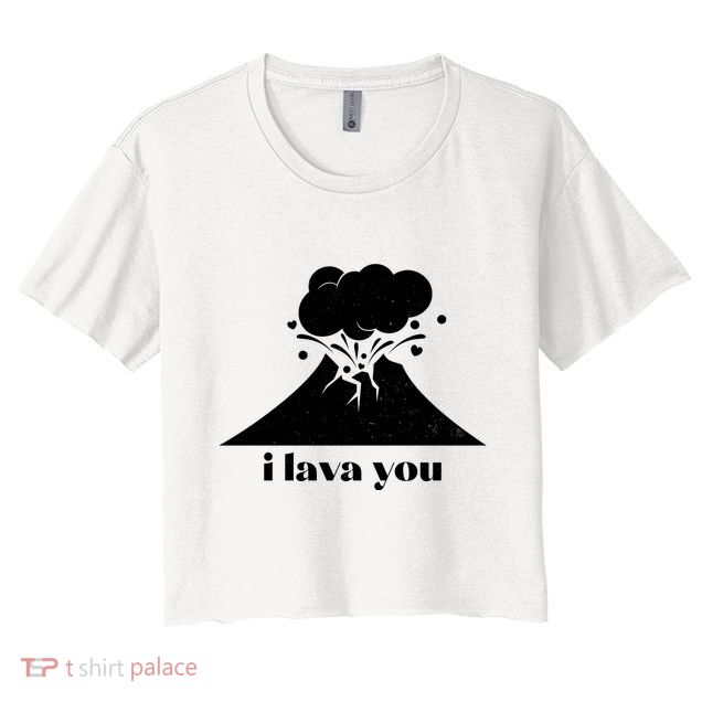 Funny Cute I Lava You Volcano Crop Top
