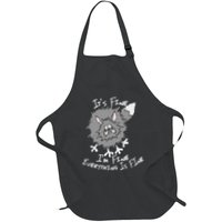 Fluffy Cat ItS Fine IM Fine Everything Is Fine Funny Cat Full-Length Apron With Pockets