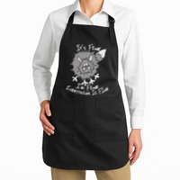 Fluffy Cat ItS Fine IM Fine Everything Is Fine Funny Cat Full-Length Apron With Pockets