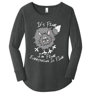 Fluffy Cat ItS Fine IM Fine Everything Is Fine Funny Cat Women's Perfect Tri Tunic Long Sleeve Shirt