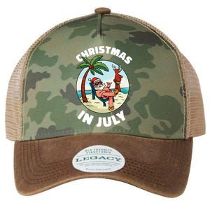 Funny Christmas In July Summer Santa On Beach Xmas Legacy Tie Dye Trucker Hat