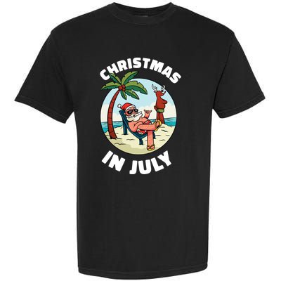 Funny Christmas In July Summer Santa On Beach Xmas Garment-Dyed Heavyweight T-Shirt