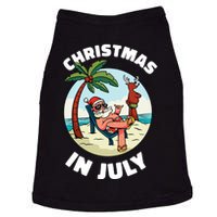 Funny Christmas In July Summer Santa On Beach Xmas Doggie Tank