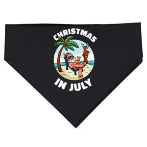 Funny Christmas In July Summer Santa On Beach Xmas USA-Made Doggie Bandana