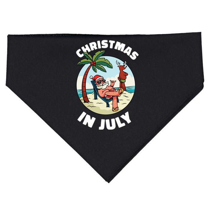 Funny Christmas In July Summer Santa On Beach Xmas USA-Made Doggie Bandana