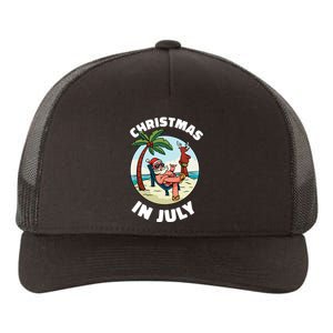 Funny Christmas In July Summer Santa On Beach Xmas Yupoong Adult 5-Panel Trucker Hat