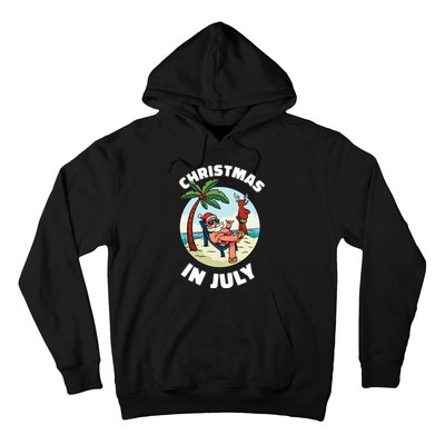 Funny Christmas In July Summer Santa On Beach Xmas Hoodie