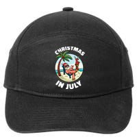 Funny Christmas In July Summer Santa On Beach Xmas 7-Panel Snapback Hat