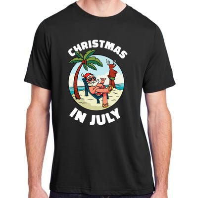 Funny Christmas In July Summer Santa On Beach Xmas Adult ChromaSoft Performance T-Shirt